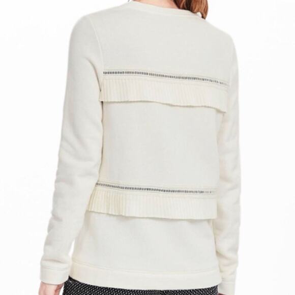 Banana Republic Top Women's Size Small Long Sleeves Ruffled Pleated Trim Couture - Picture 2 of 11